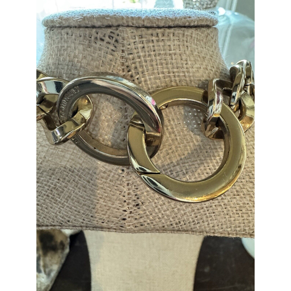 Adolfo Dominguez Designer Statement Necklace Gold tone Links 16 " - Picture 4 of 4